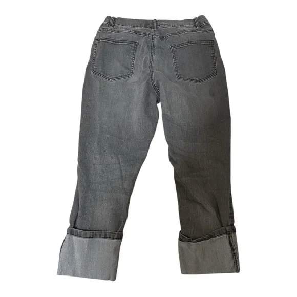 Venus Black Distressed Cuffed Stretch Jeans Size 10 - Picture 2 of 3